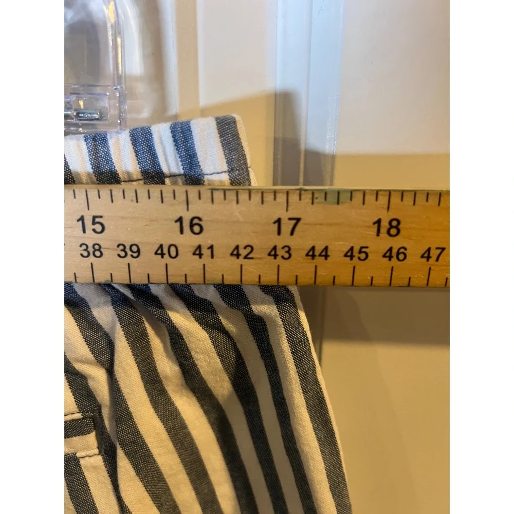 Lands' End Womens Shorts Mid‎ Rise Striped Blue White 12